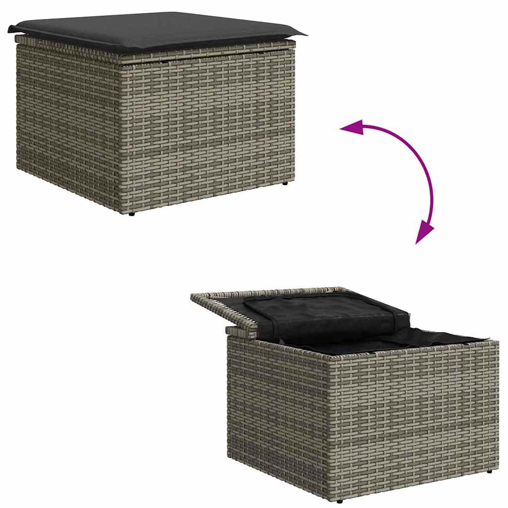 Ensemble de canapé de jardin avec stockage 8 pcs Gris polyrotin - XIOS