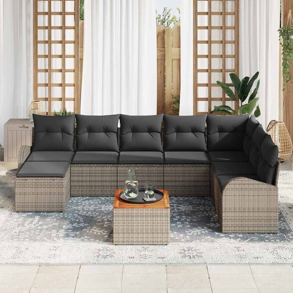 Ensemble de canapé de jardin avec stockage 9 pcs Gris polyrotin - XIOS