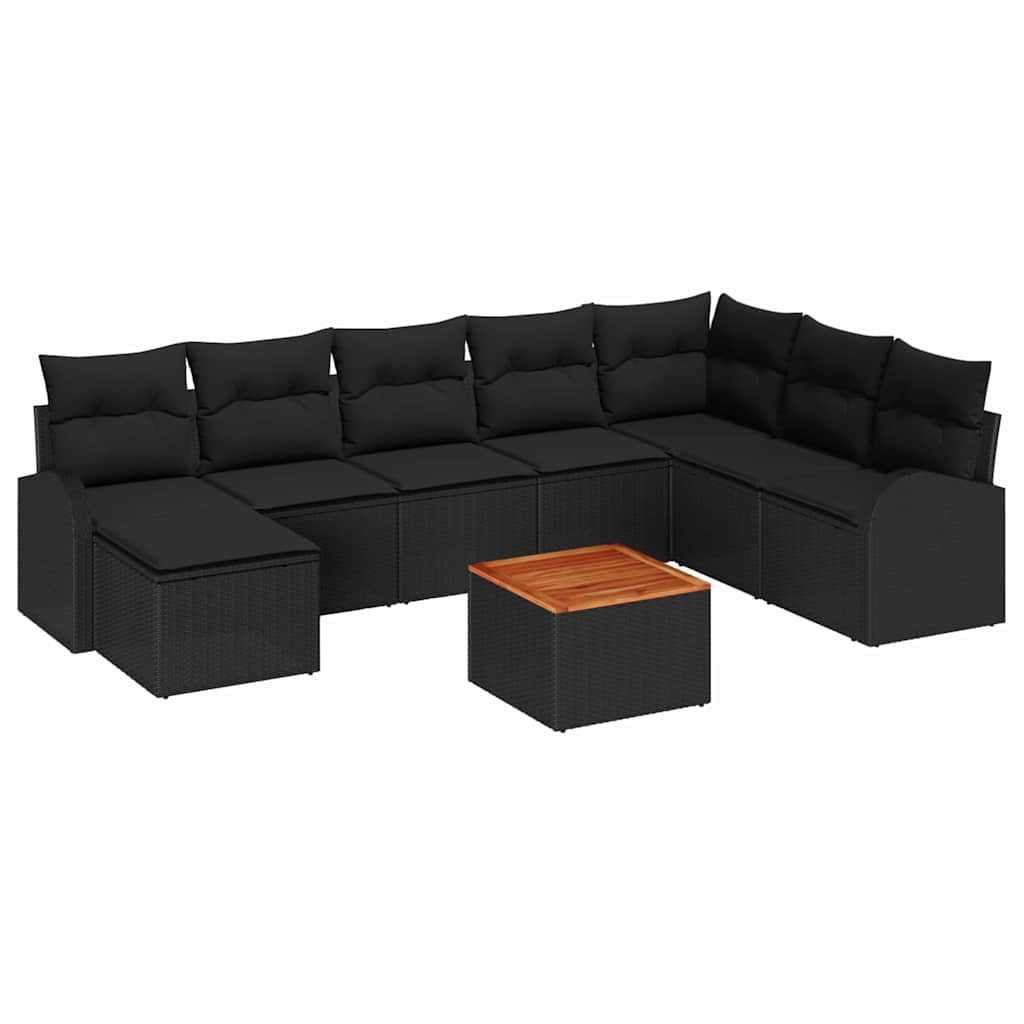 Ensemble de canapé de jardin avec stockage 9 pcs Noir polyrotin - XIOS