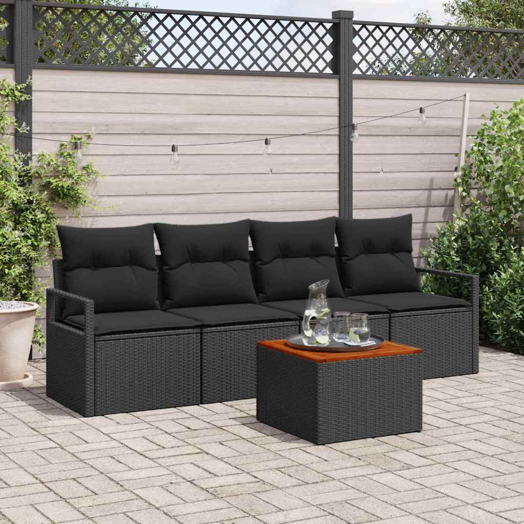 Ensemble de canapé de jardin avec stockage 5 pcs Noir polyrotin - XIOS