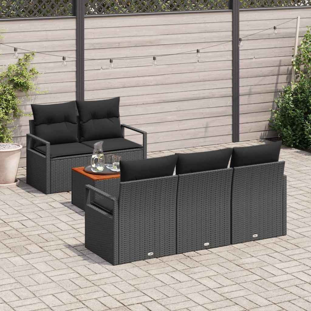 Ensemble de canapé de jardin avec stockage 6 pcs Noir polyrotin - XIOS