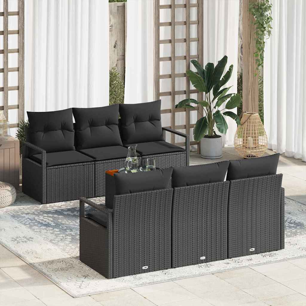 Ensemble de canapé de jardin avec stockage 7 pcs Noir polyrotin - XIOS
