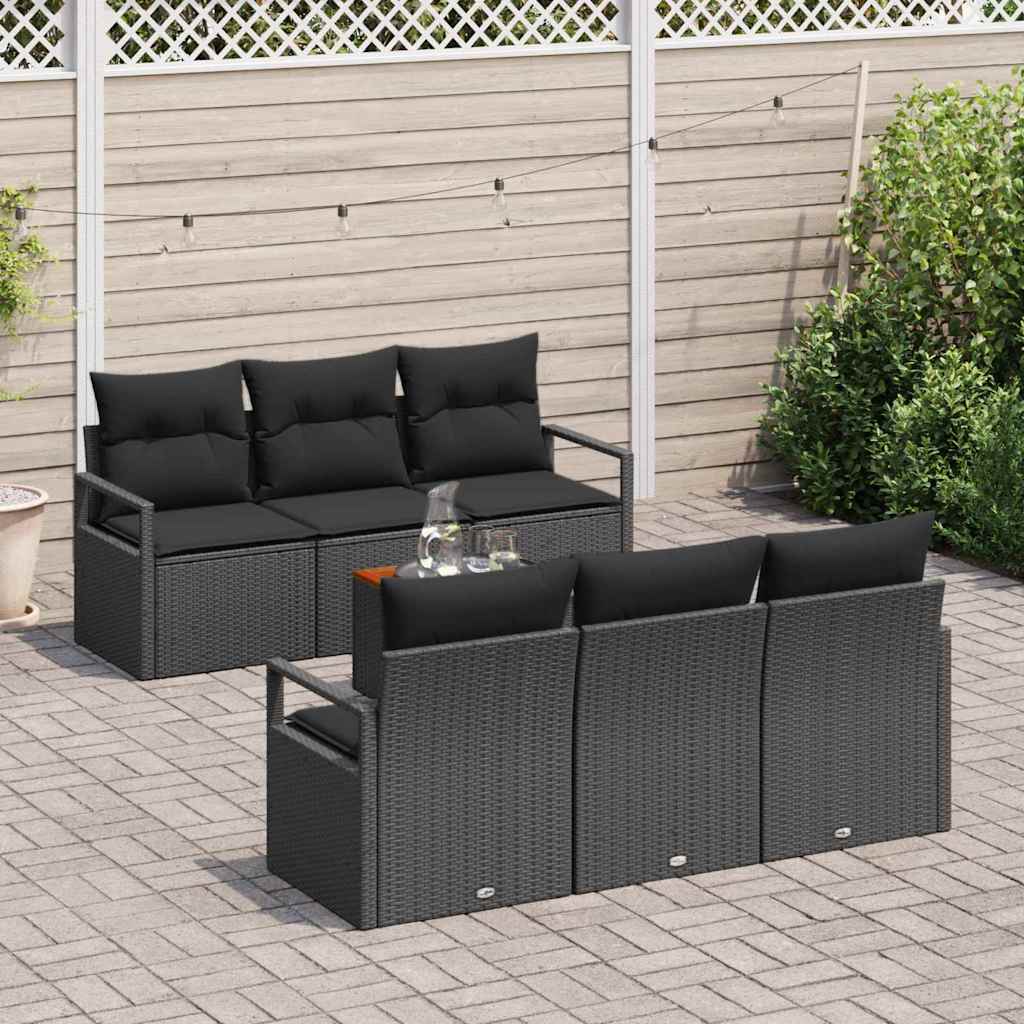 Ensemble de canapé de jardin avec stockage 7 pcs Noir polyrotin - XIOS