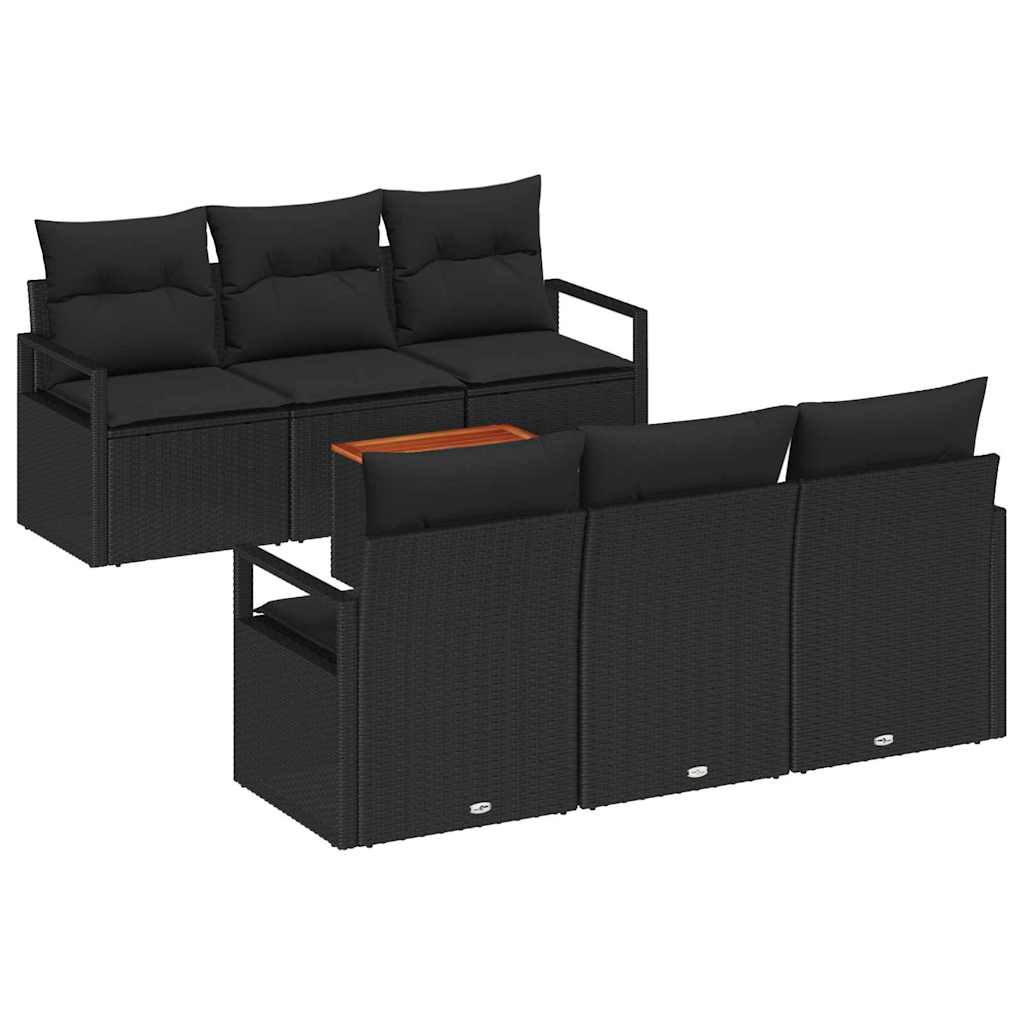 Ensemble de canapé de jardin avec stockage 7 pcs Noir polyrotin - XIOS