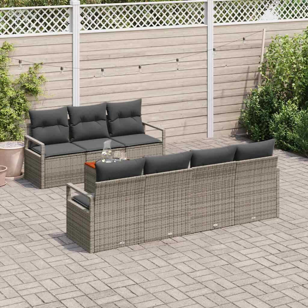 Ensemble de canapé de jardin avec stockage 8 pcs Gris polyrotin - XIOS