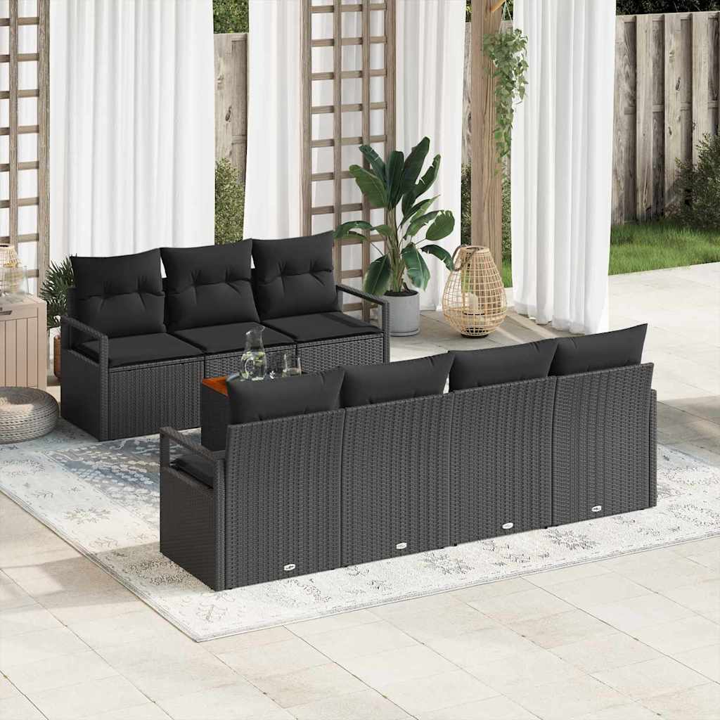 Ensemble de canapé de jardin avec stockage 8 pcs Noir polyrotin - XIOS
