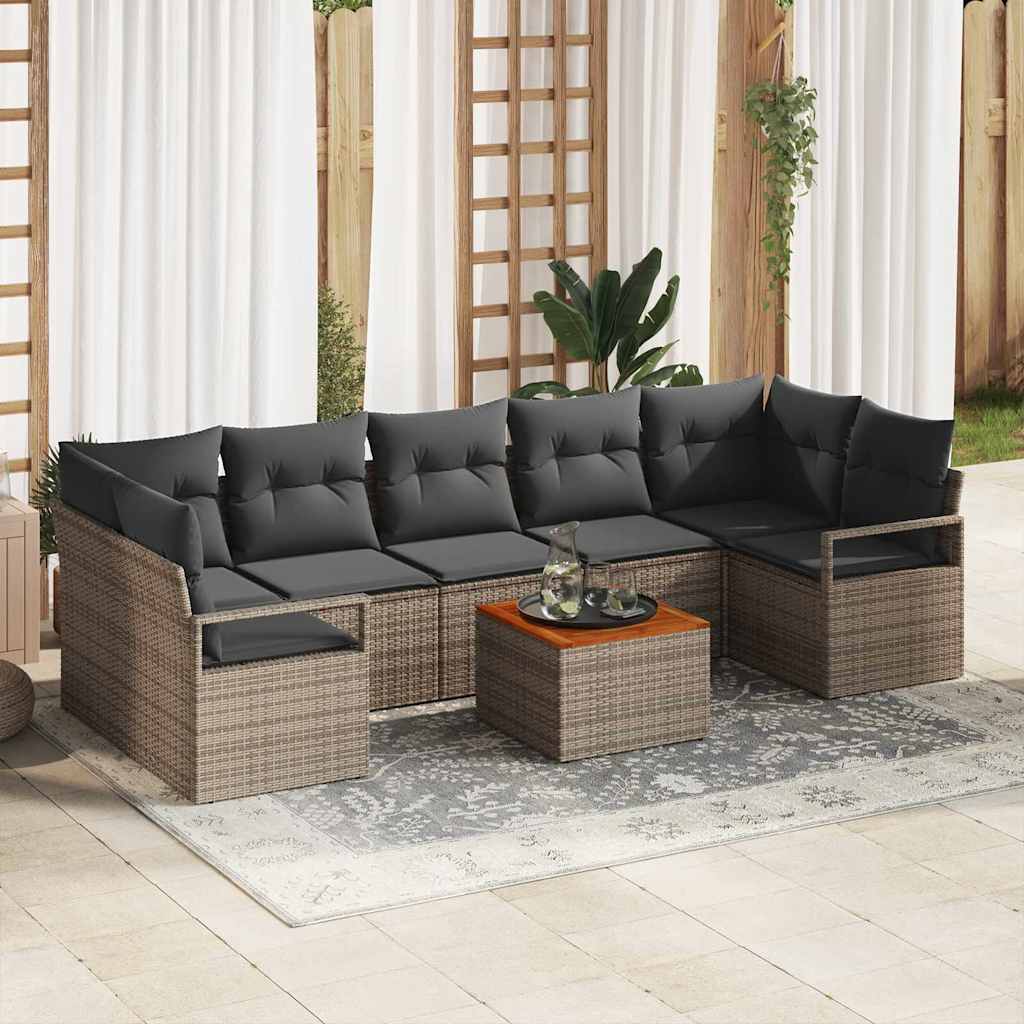 Ensemble de canapé de jardin avec stockage 8 pcs Gris polyrotin - XIOS
