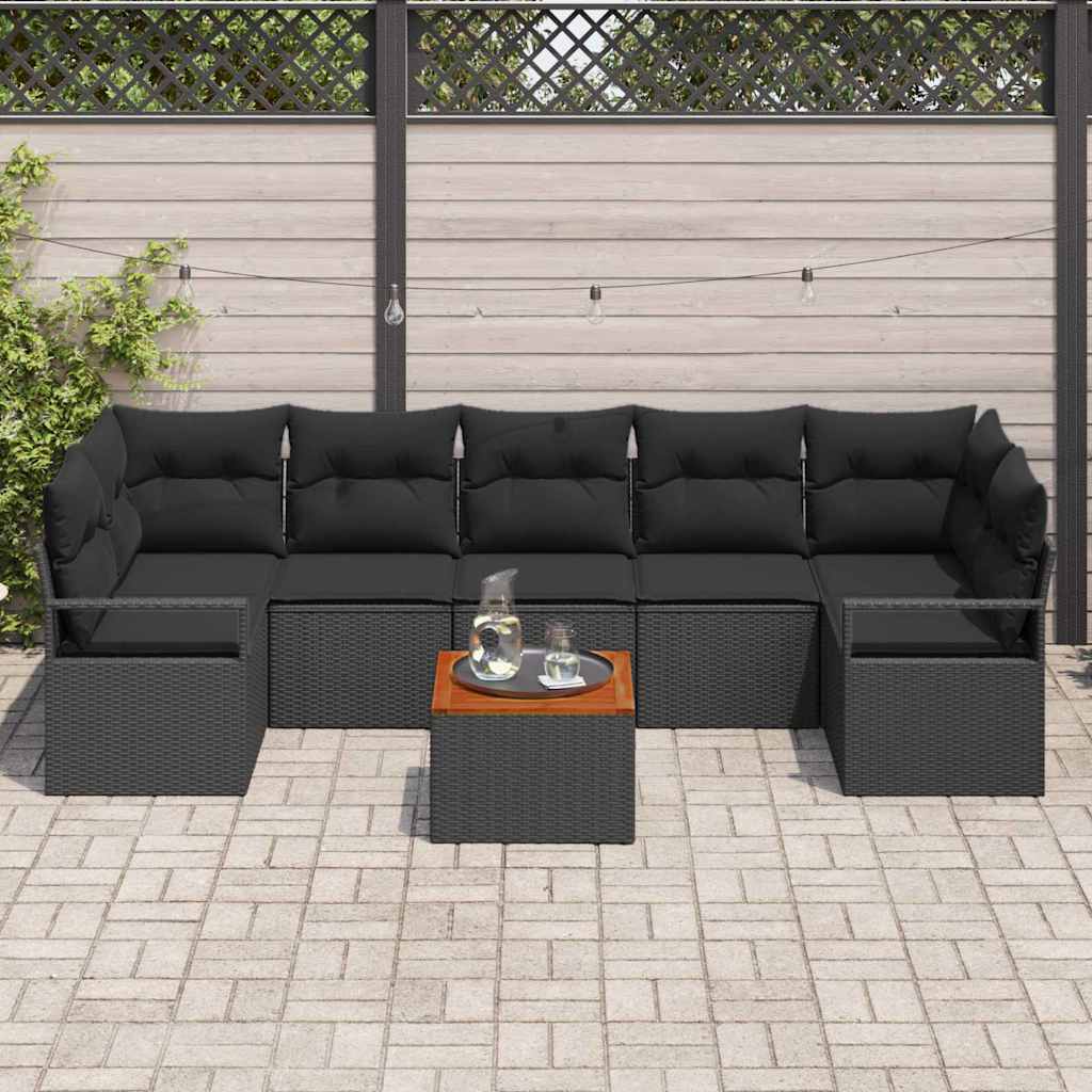 Ensemble de canapé de jardin avec stockage 8 pcs Noir polyrotin - XIOS