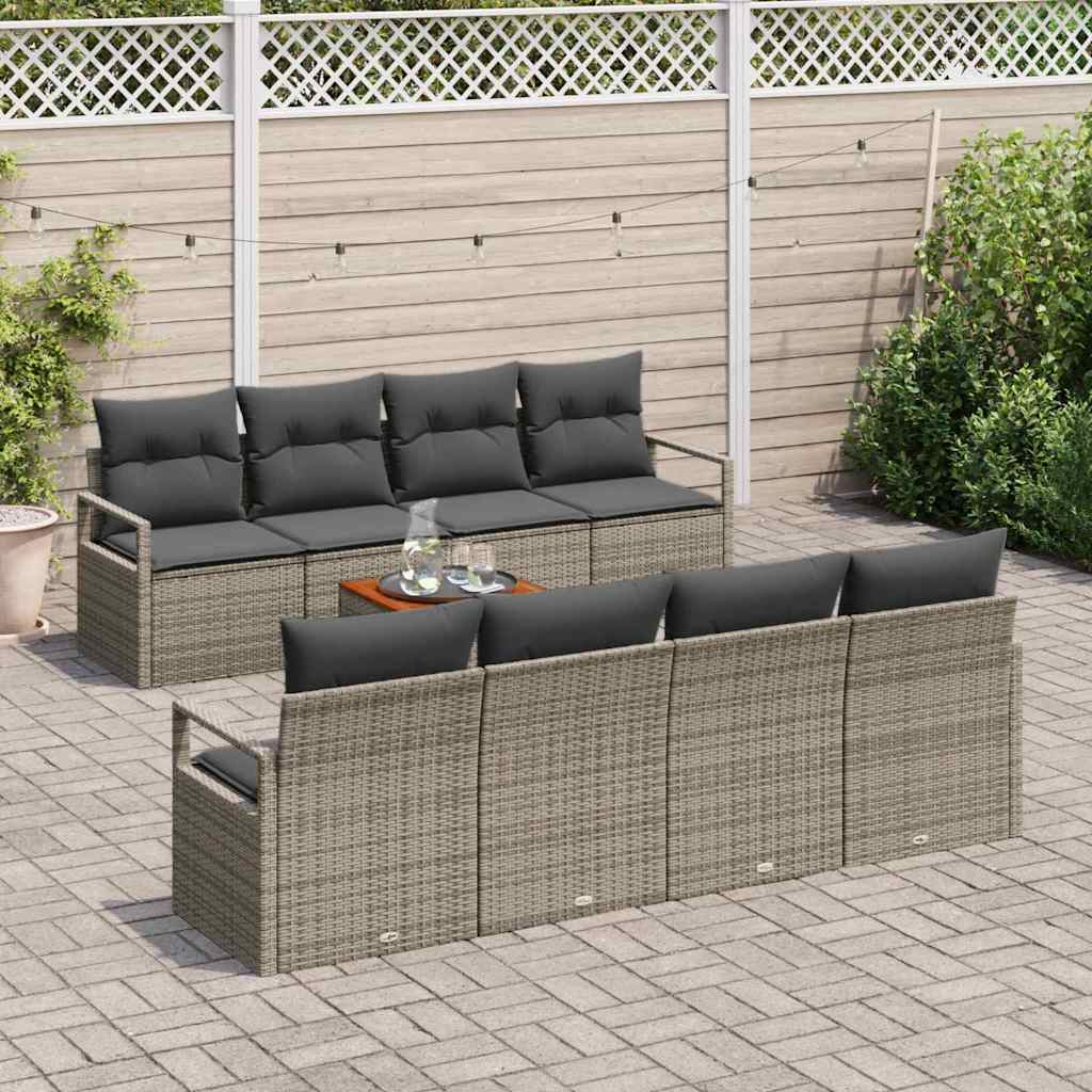 Ensemble de canapé de jardin avec stockage 9 pcs Gris polyrotin - XIOS