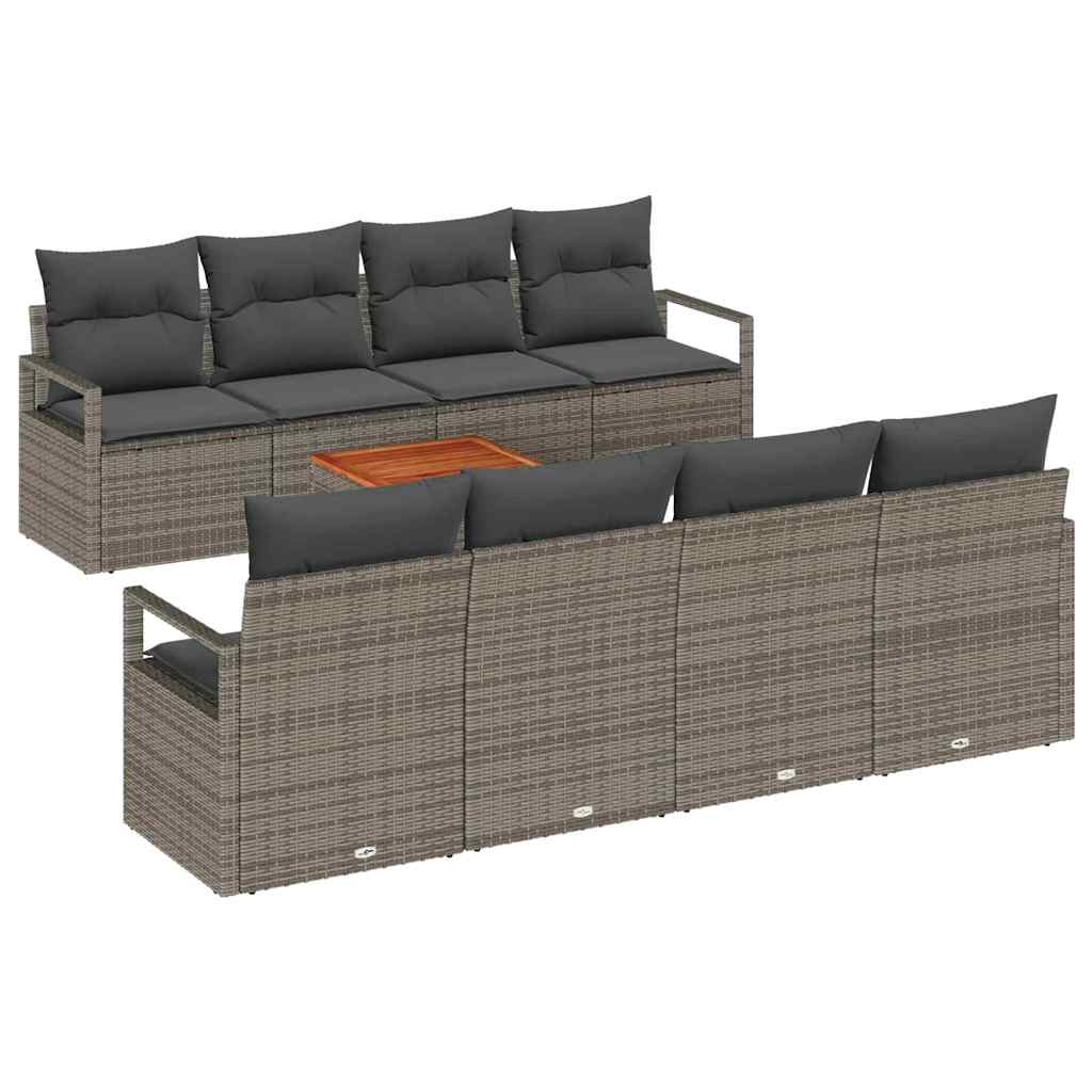 Ensemble de canapé de jardin avec stockage 9 pcs Gris polyrotin - XIOS