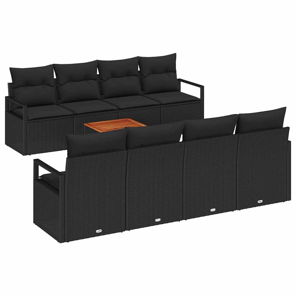 Ensemble de canapé de jardin avec stockage 9 pcs Noir polyrotin