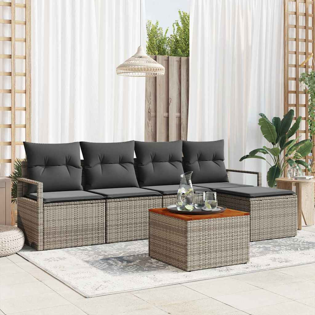 Ensemble de canapé de jardin avec stockage 6 pcs Gris polyrotin - XIOS