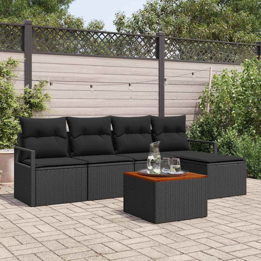 Ensemble de canapé de jardin avec stockage 6 pcs Noir polyrotin - XIOS
