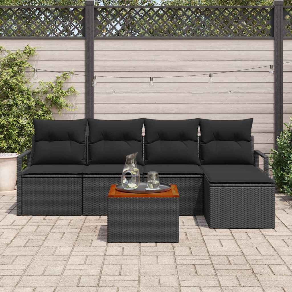 Ensemble de canapé de jardin avec stockage 6 pcs Noir polyrotin - XIOS