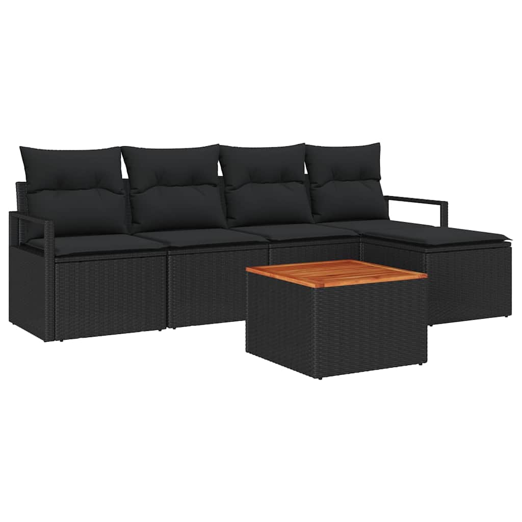 Ensemble de canapé de jardin avec stockage 6 pcs Noir polyrotin - XIOS