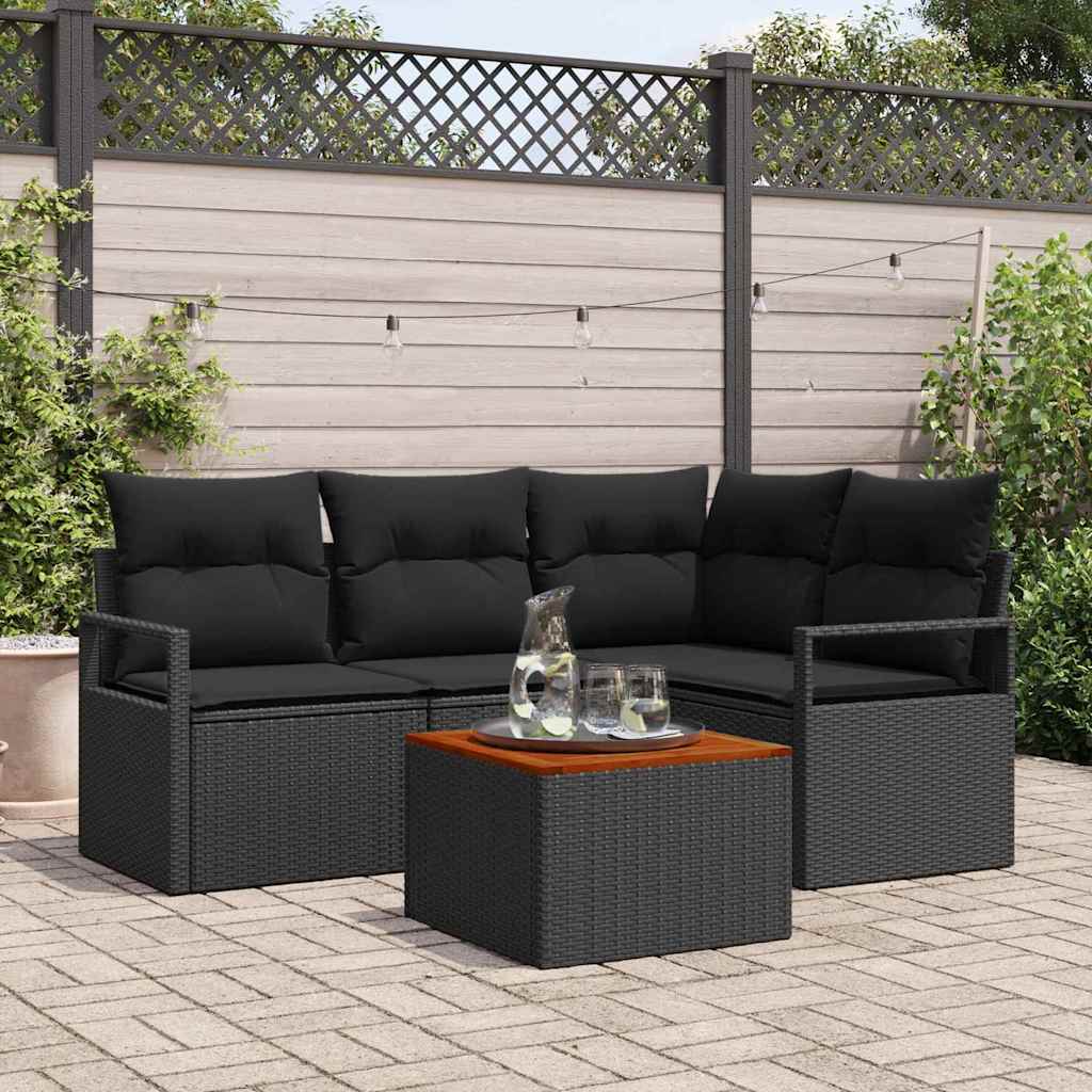 Ensemble de canapé de jardin avec stockage 5 pcs Noir polyrotin - XIOS