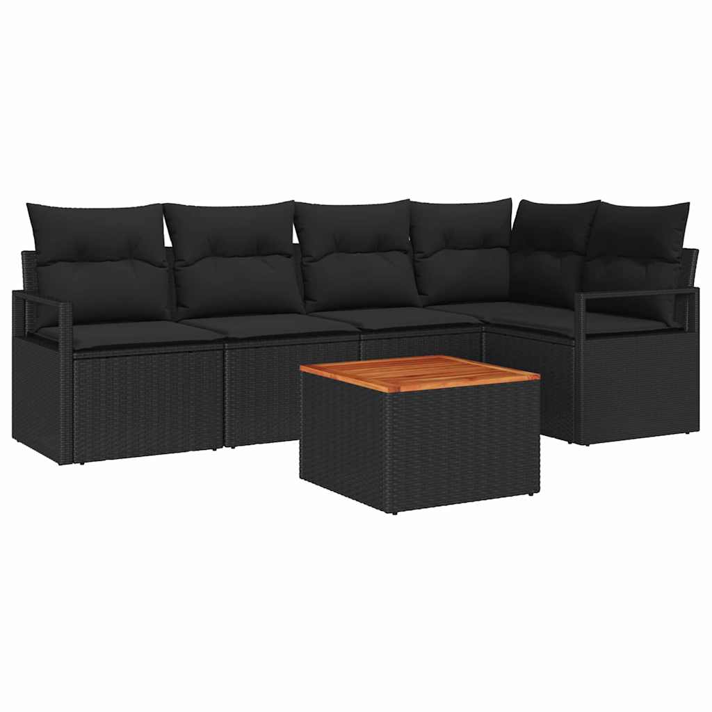 Ensemble de canapé de jardin avec stockage 6 pcs Noir polyrotin - XIOS