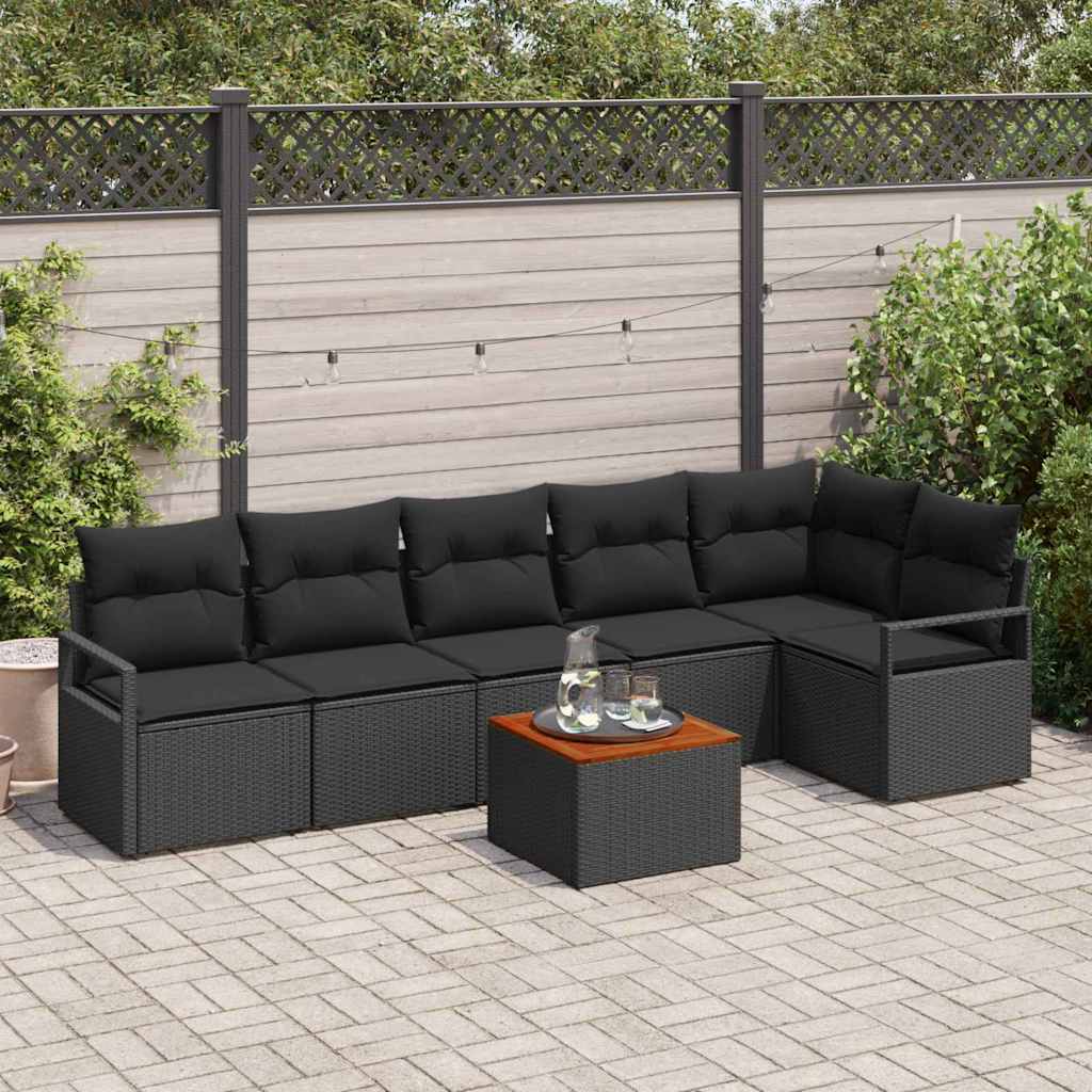 Ensemble de canapé de jardin avec stockage 7 pcs Noir polyrotin - XIOS