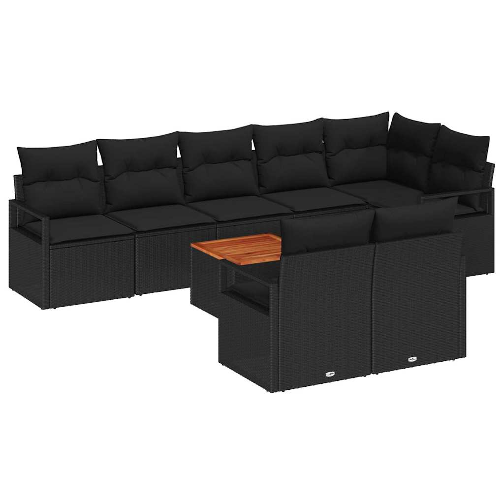 Ensemble de canapé de jardin avec stockage 9 pcs Noir polyrotin