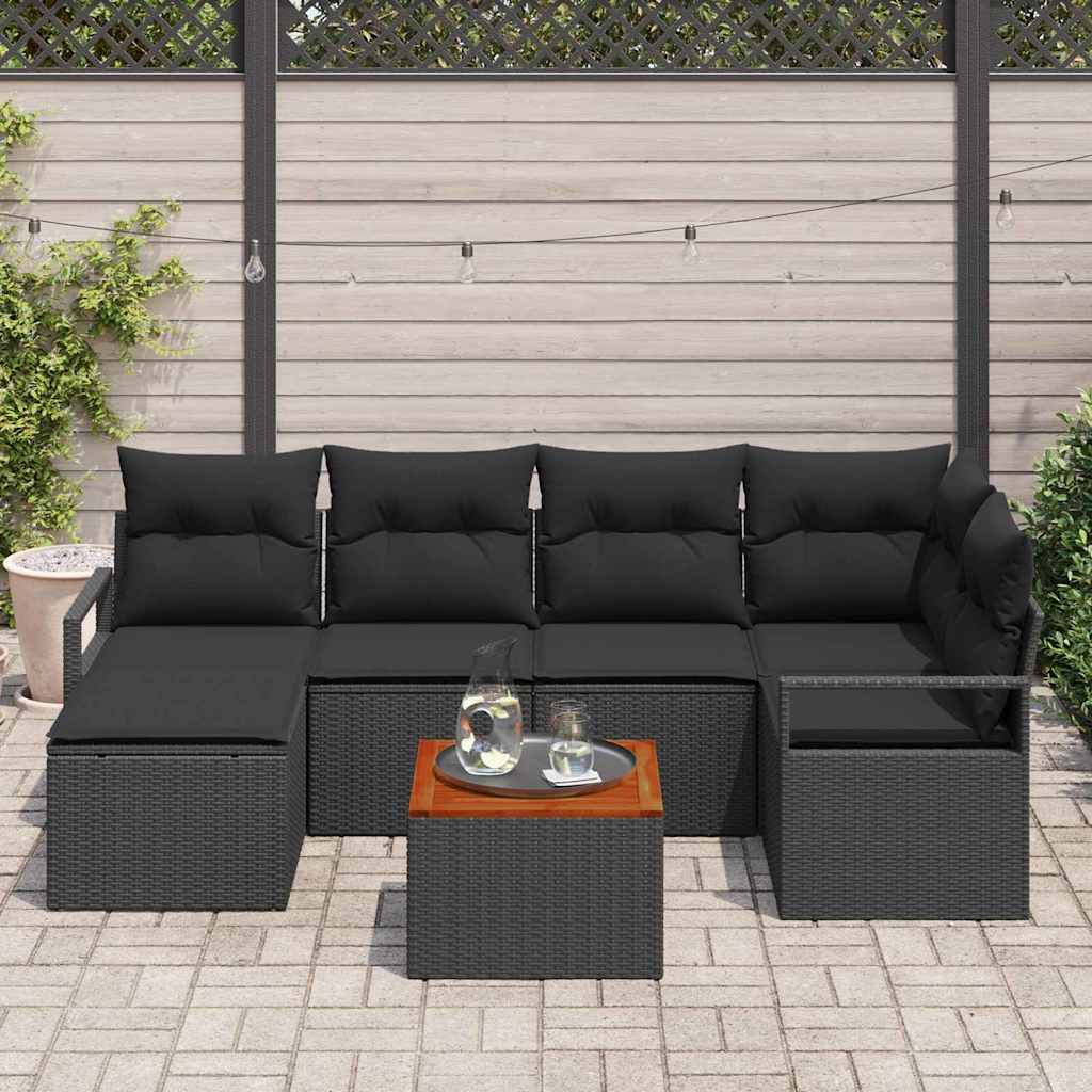 Ensemble de canapé de jardin avec stockage 7 pcs Noir polyrotin - XIOS