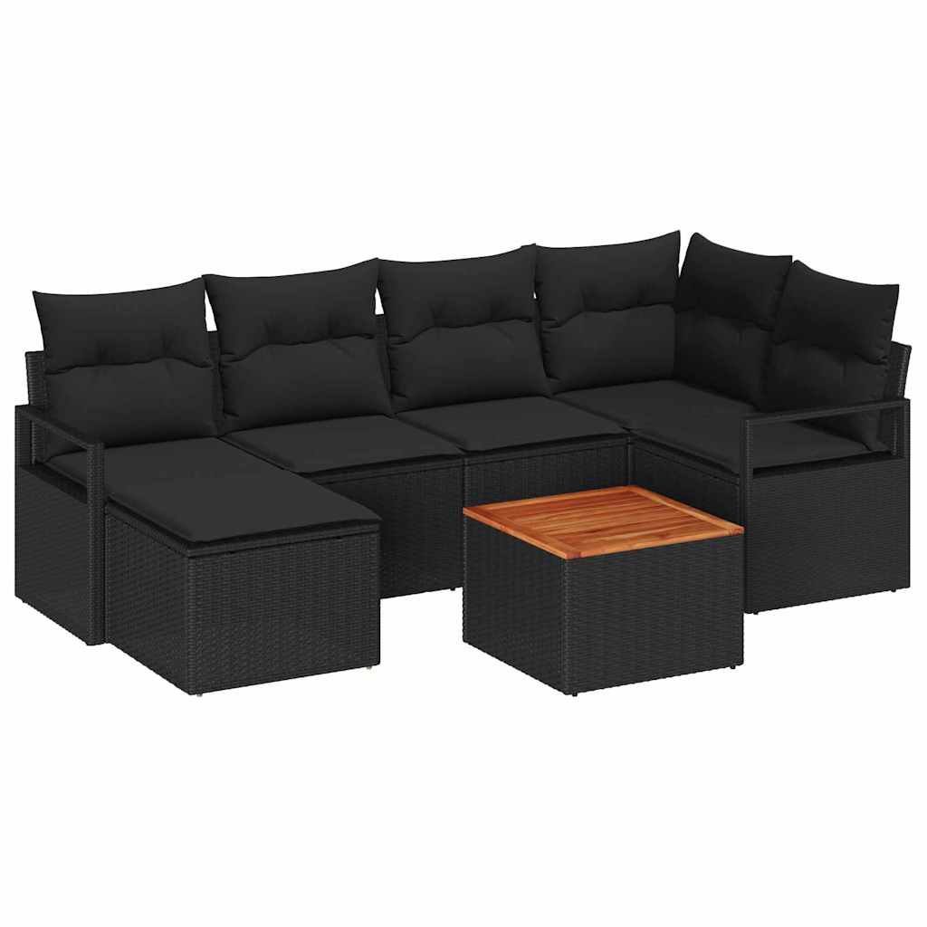Ensemble de canapé de jardin avec stockage 7 pcs Noir polyrotin - XIOS