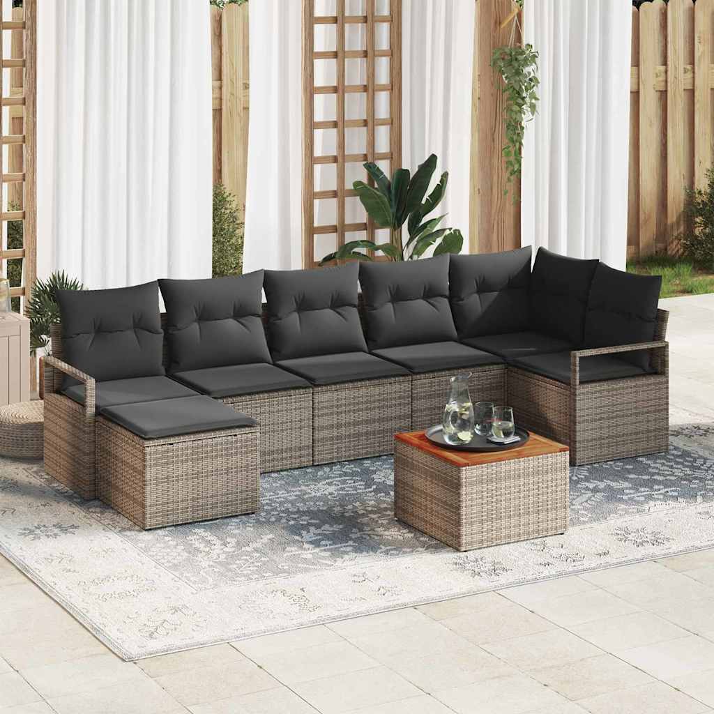 Ensemble de canapé de jardin avec stockage 8 pcs Gris polyrotin - XIOS