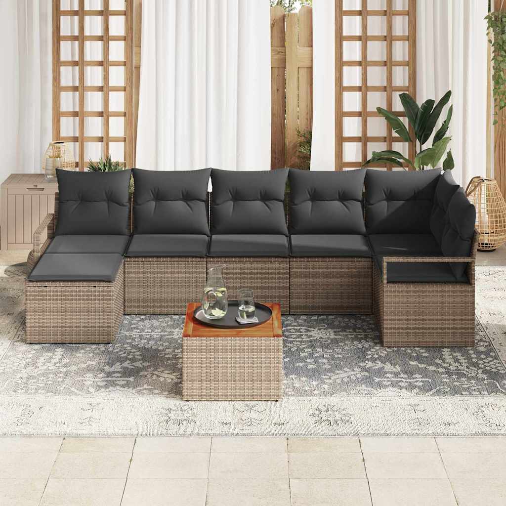 Ensemble de canapé de jardin avec stockage 8 pcs Gris polyrotin - XIOS