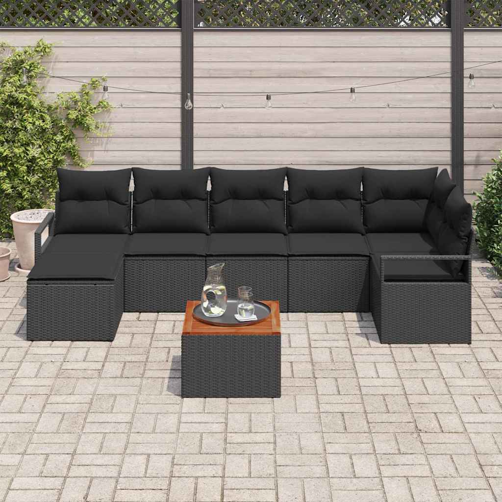 Ensemble de canapé de jardin avec stockage 8 pcs Noir polyrotin - XIOS