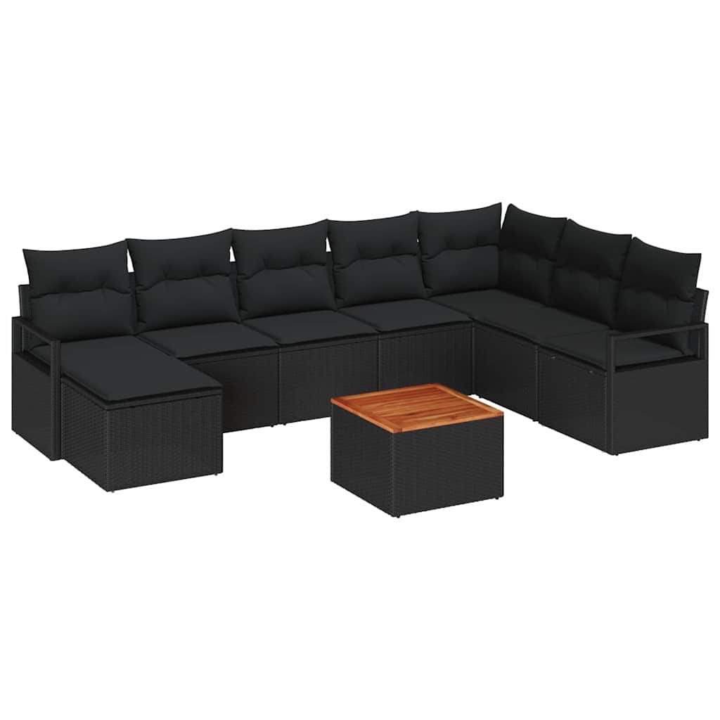 Ensemble de canapé de jardin avec stockage 9 pcs Noir polyrotin - XIOS