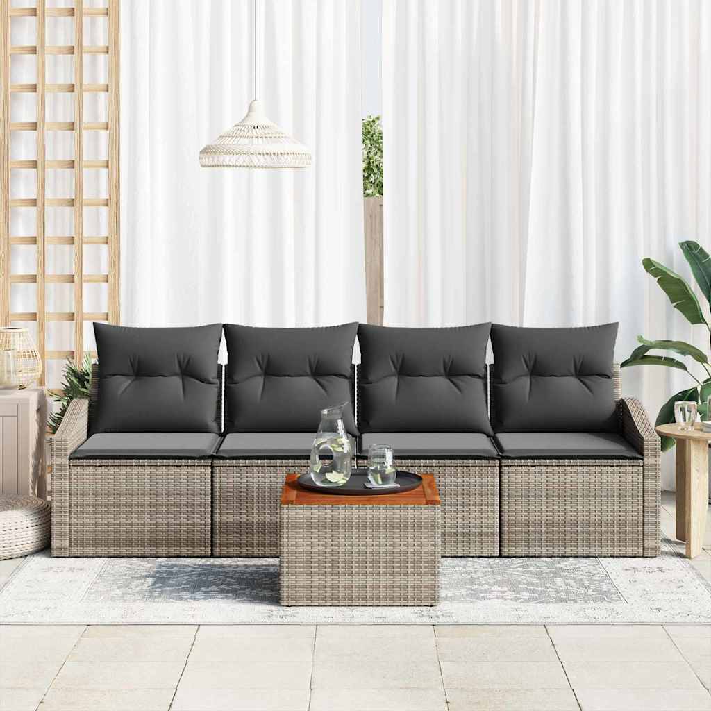 Ensemble de canapé de jardin avec stockage 5 pcs Gris polyrotin - XIOS
