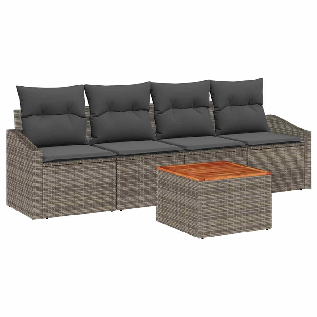 Ensemble de canapé de jardin avec stockage 5 pcs Gris polyrotin - XIOS