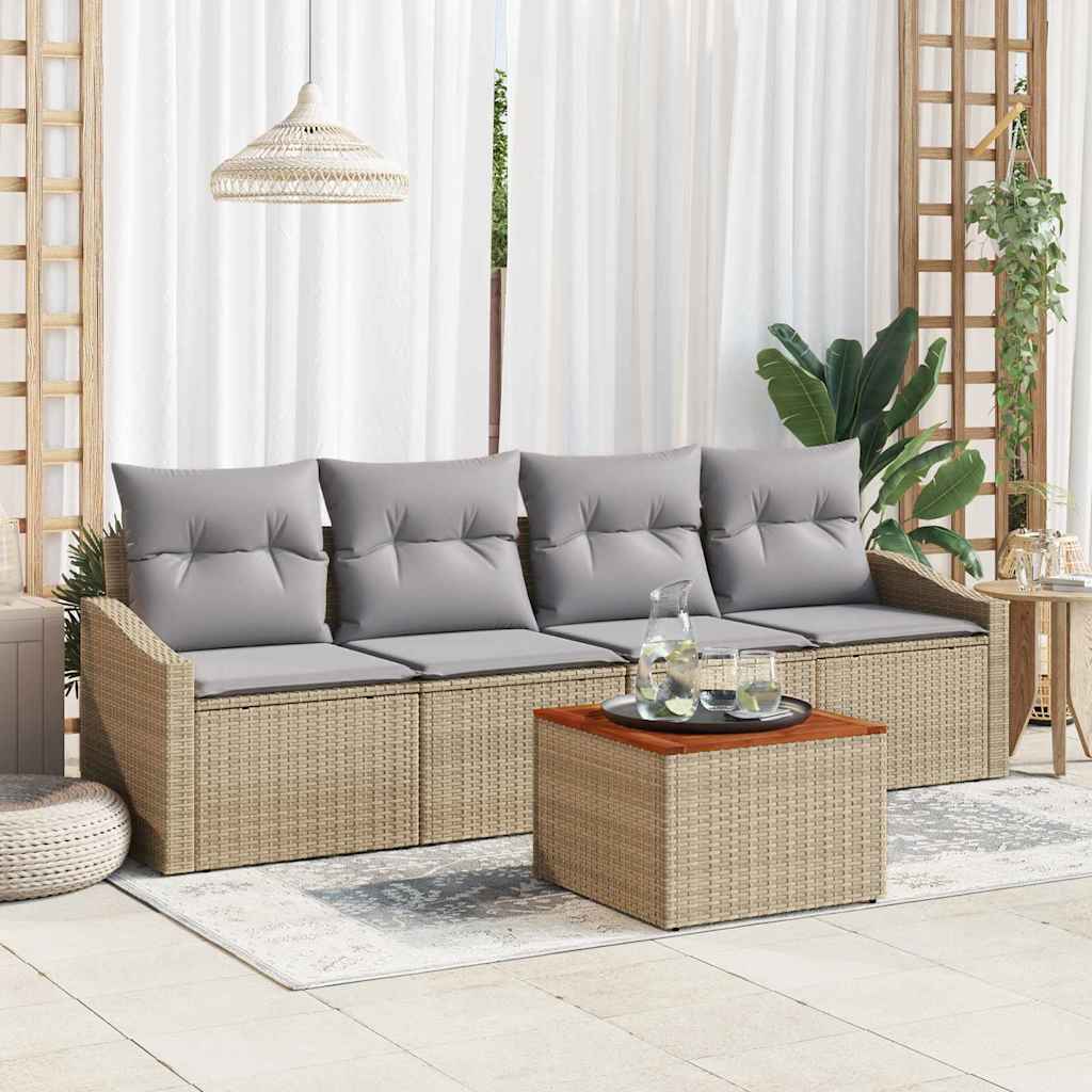 Ensemble de canapé de jardin 5 pcs Beige et Gris clair - XIOS