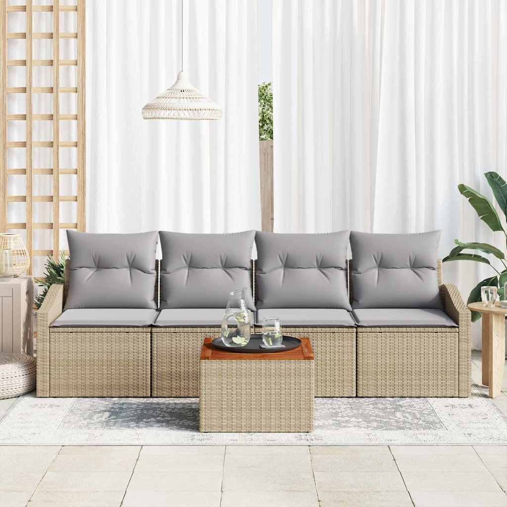 Ensemble de canapé de jardin 5 pcs Beige et Gris clair - XIOS