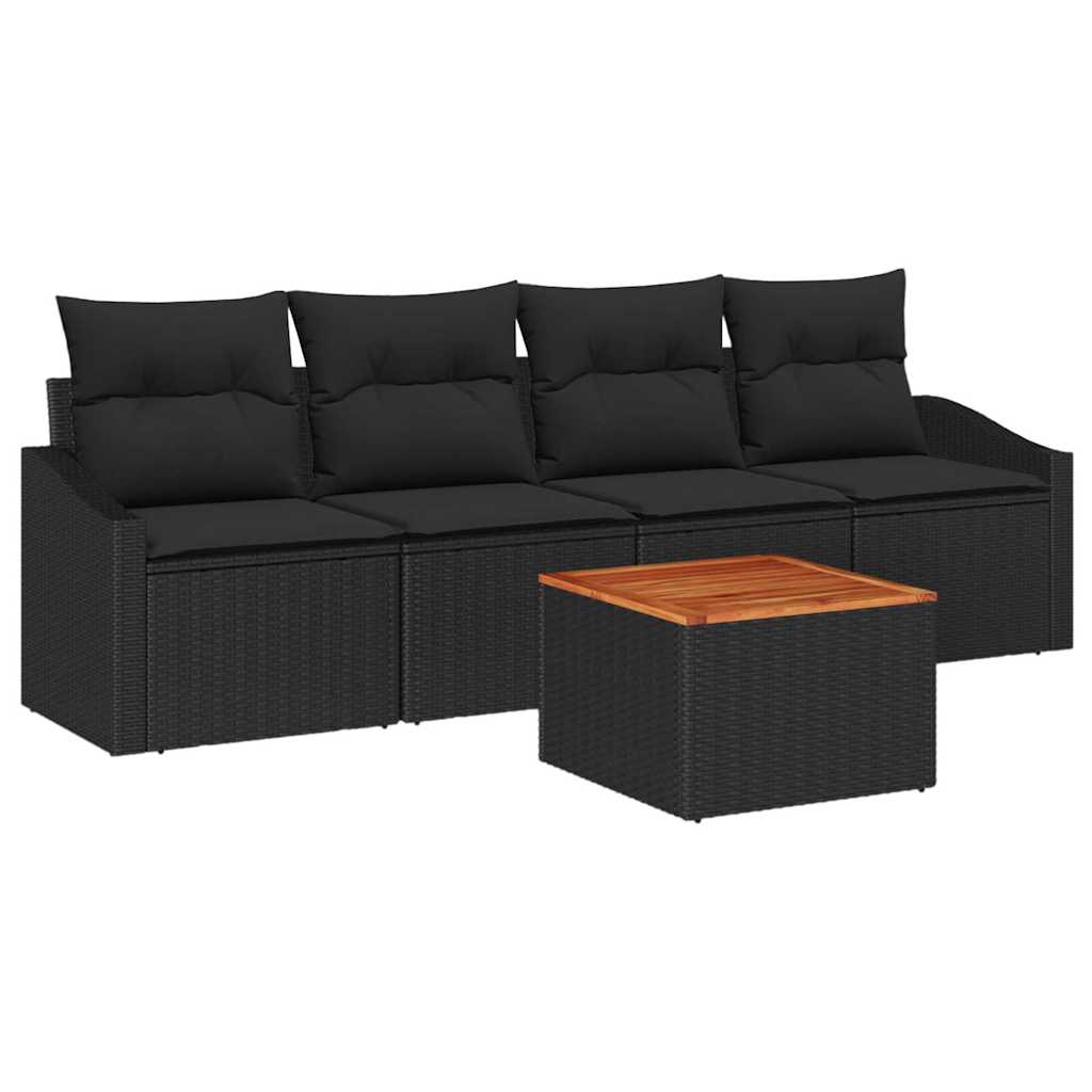 Ensemble de canapé de jardin avec stockage 5 pcs Noir polyrotin - XIOS