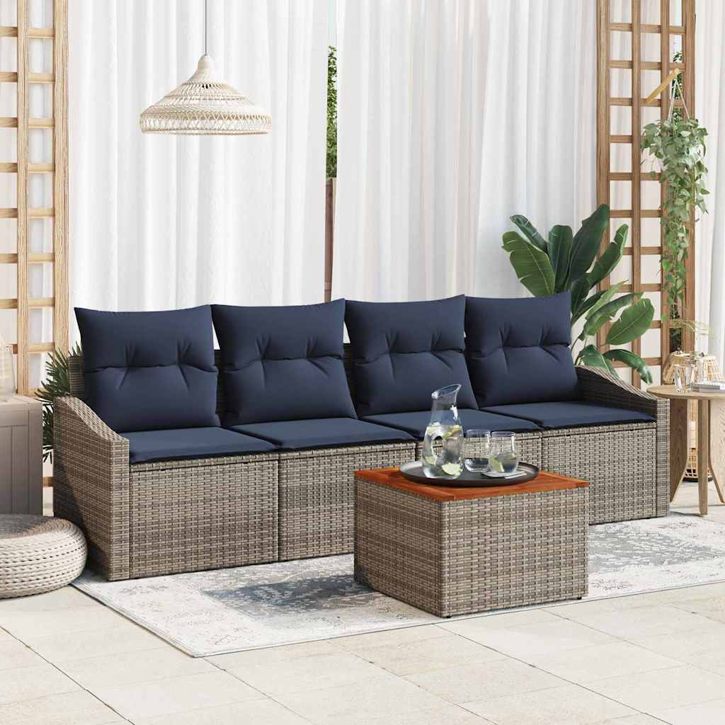 Ensemble de canapé de jardin 5 pcs Gris et bleu marine - XIOS
