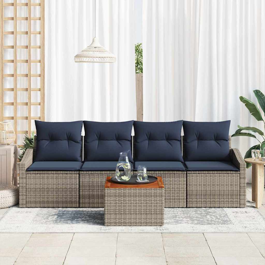 Ensemble de canapé de jardin 5 pcs Gris et bleu marine - XIOS
