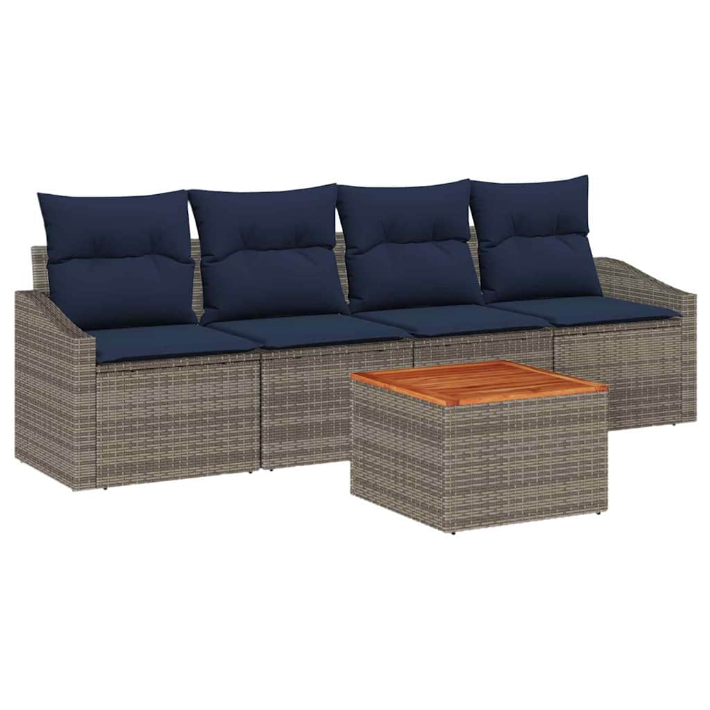 Ensemble de canapé de jardin 5 pcs Gris et bleu marine - XIOS