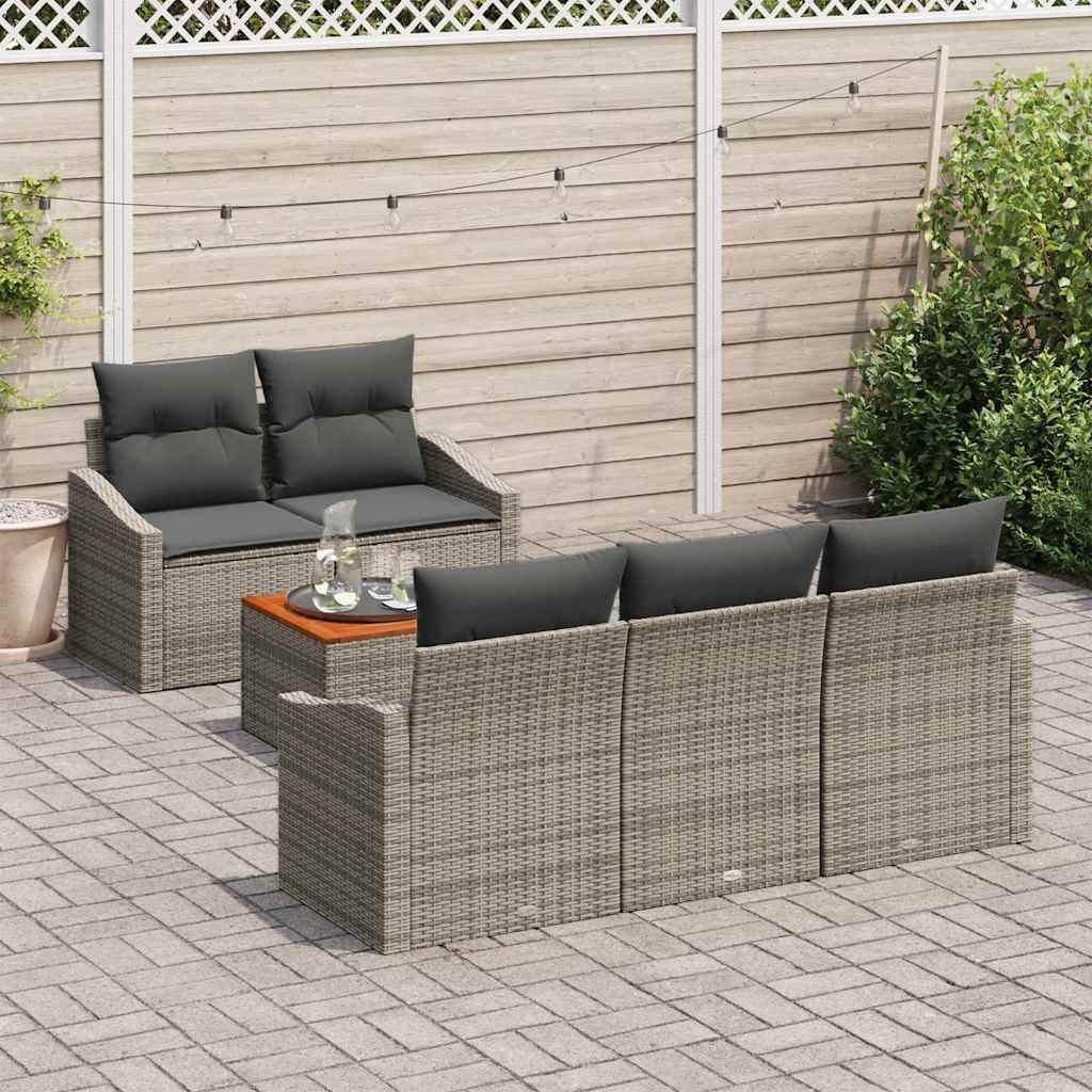 Ensemble de canapé de jardin avec stockage 6 pcs Gris polyrotin - XIOS
