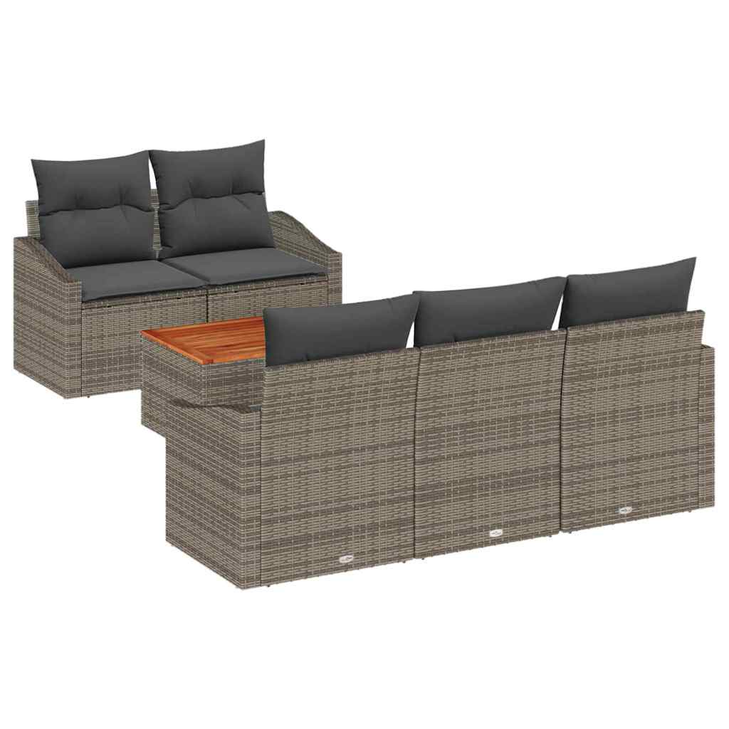 Ensemble de canapé de jardin avec stockage 6 pcs Gris polyrotin - XIOS