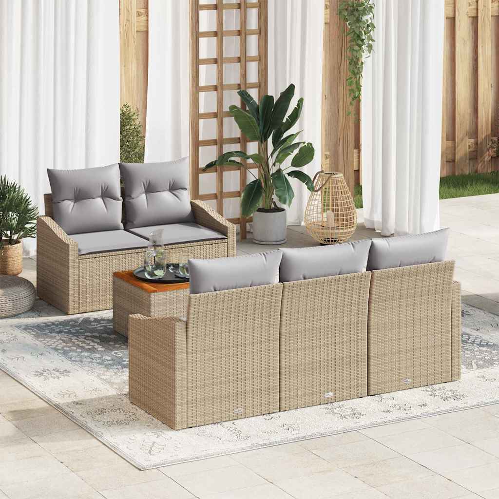 Ensemble de canapé de jardin 6 pcs Beige et Gris clair - XIOS