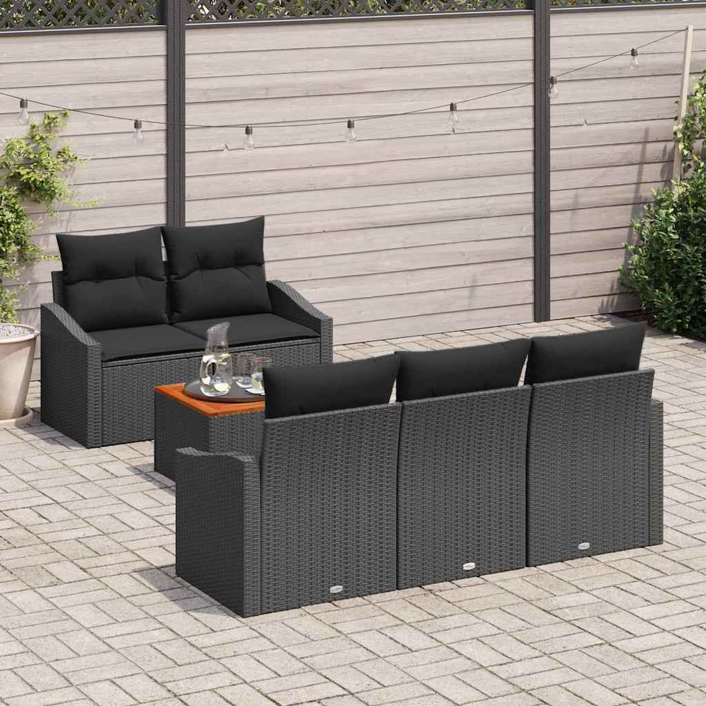 Ensemble de canapé de jardin avec stockage 6 pcs Noir polyrotin - XIOS