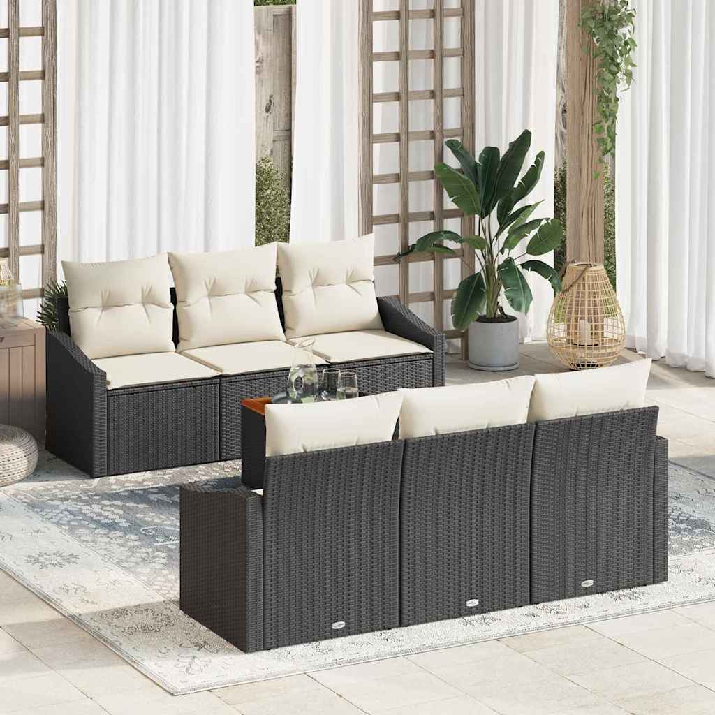 Ensemble de canapé de jardin 7 pcs Noir et Crème polyrotin - XIOS