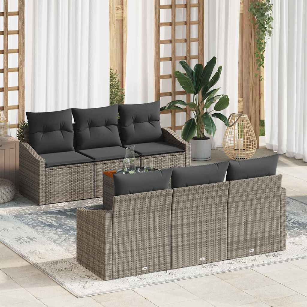 Ensemble de canapé de jardin avec stockage 7 pcs Gris polyrotin - XIOS