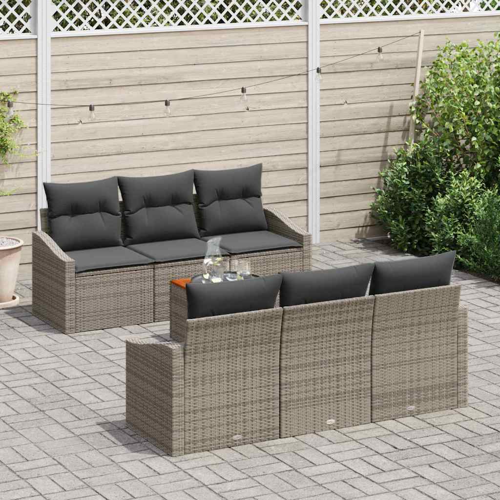 Ensemble de canapé de jardin avec stockage 7 pcs Gris polyrotin - XIOS