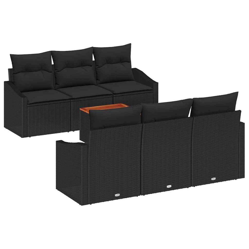 Ensemble de canapé de jardin avec stockage 7 pcs Noir polyrotin - XIOS