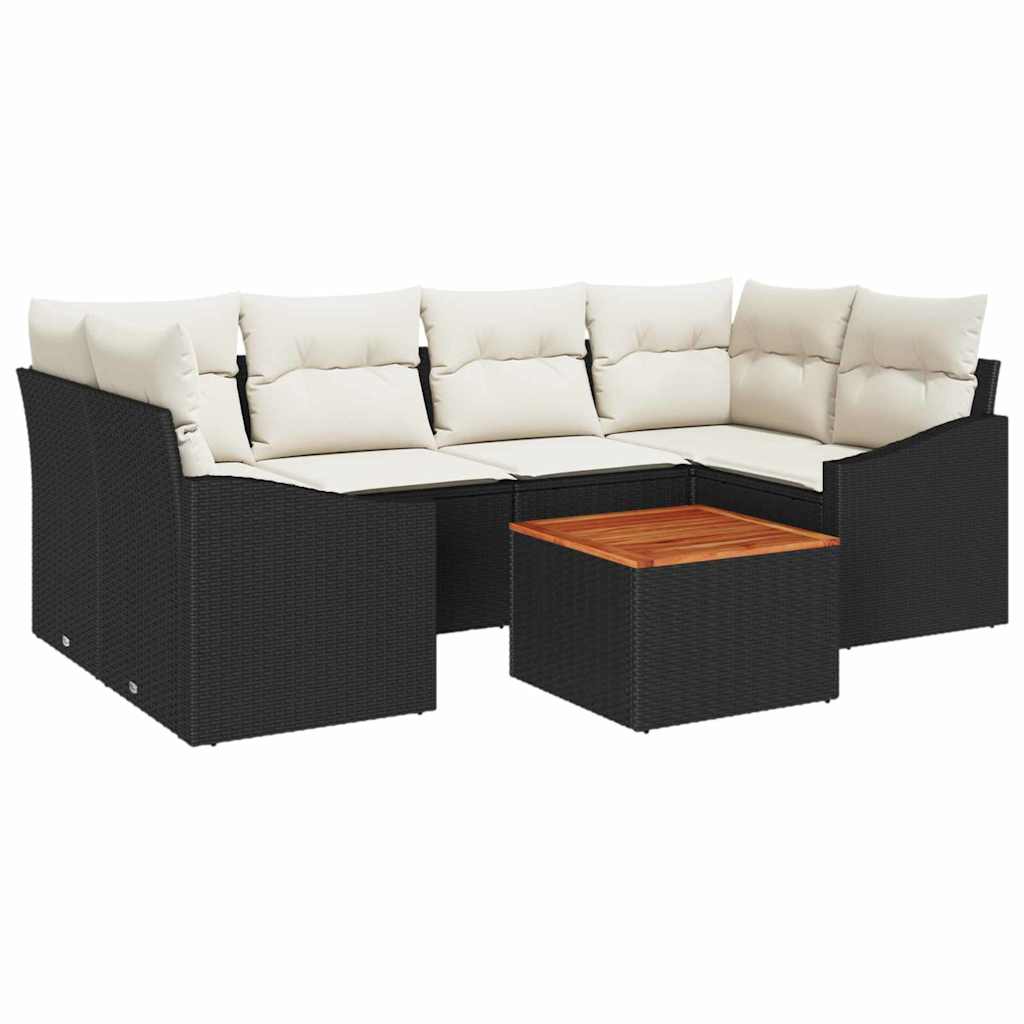 Ensemble de canapé de jardin 7 pcs Noir et Crème polyrotin - XIOS