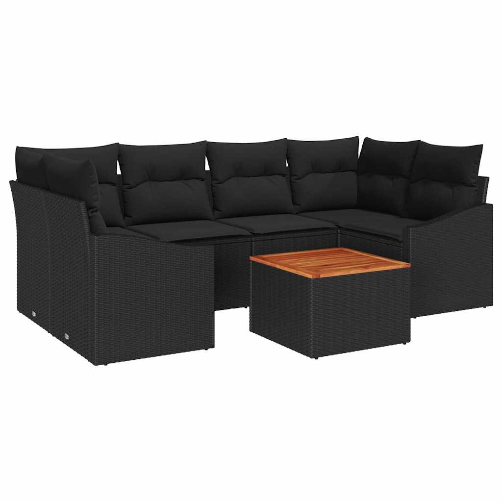 Ensemble de canapé de jardin avec stockage 7 pcs Noir polyrotin - XIOS