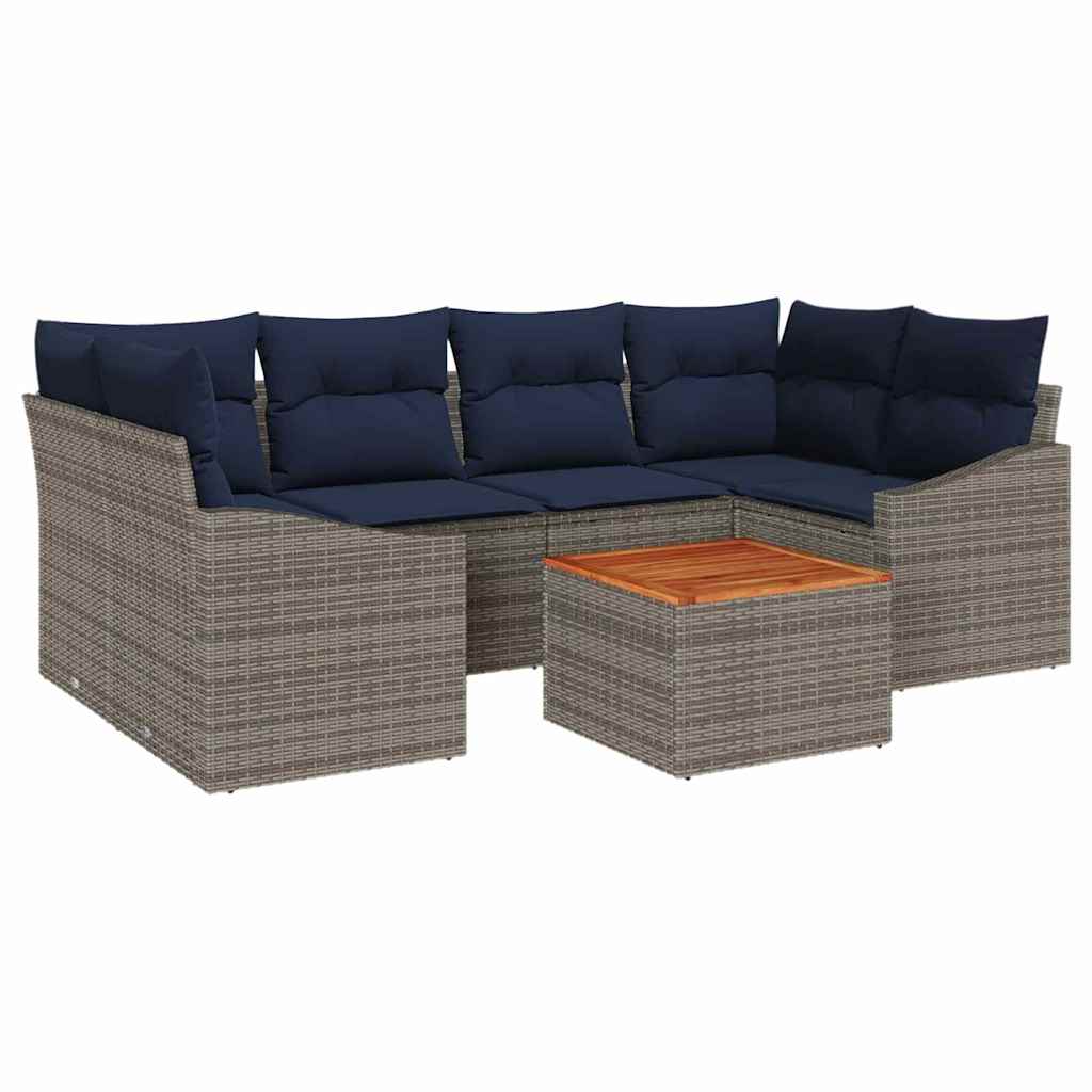 Ensemble de canapé de jardin 7 pcs Gris et bleu marine - XIOS