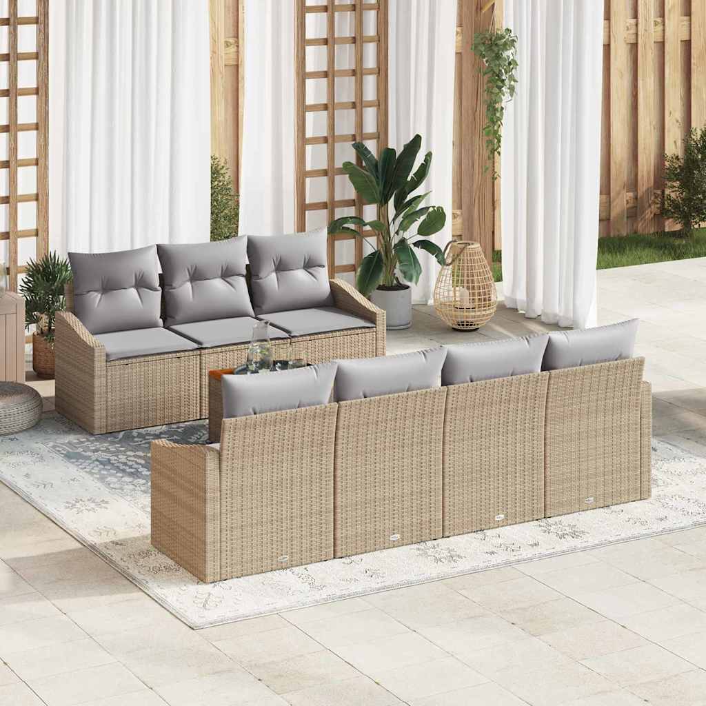 Ensemble de canapé de jardin 8 pcs Beige et Gris clair - XIOS