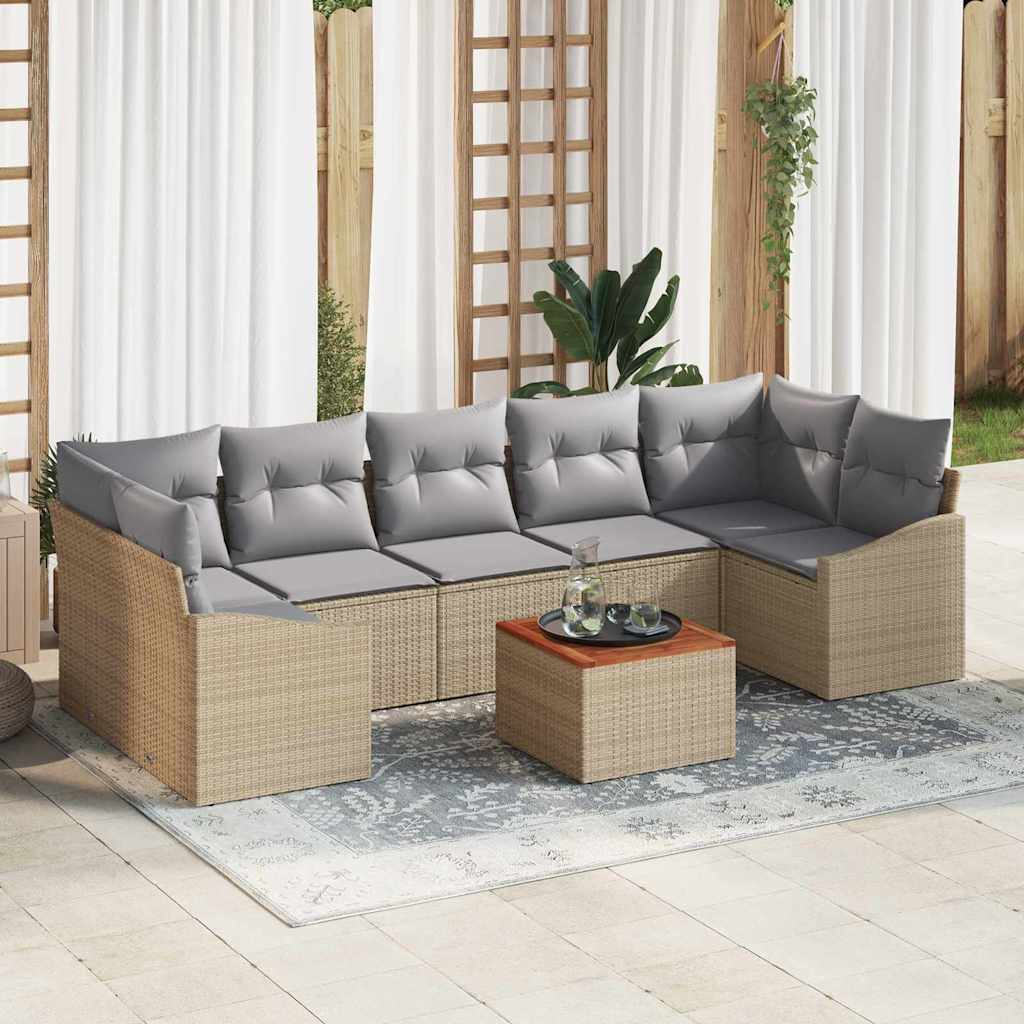 Ensemble de canapé de jardin 8 pcs Beige et Gris clair - XIOS